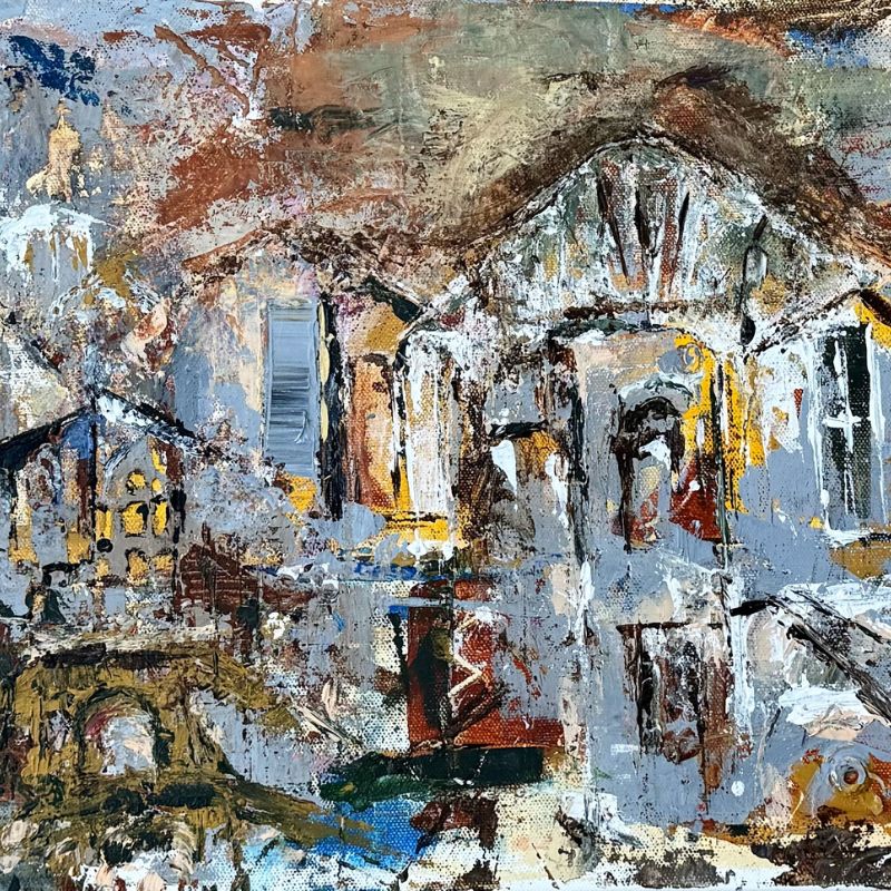 Night Watch, 2025, acrylic on canvas, 12 × 36 in